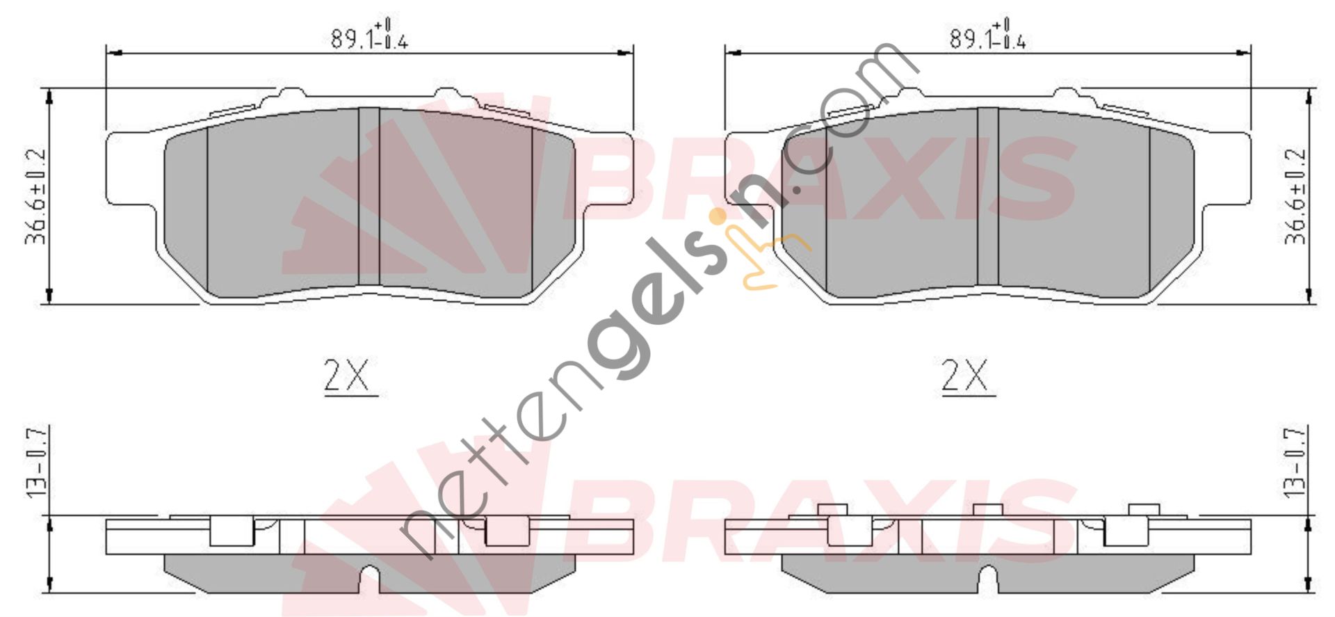 BRAXIS AA0628 ARKA FREN BALATASI HONDA CIVIC 1.6 96-06 JAZZ 02-08  HONDA BİNEK FREN BALATASI