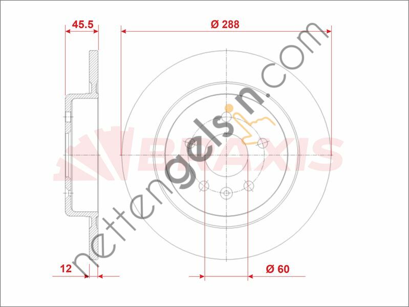 BRAXIS AE0932 FREN DISKI ARKA OPEL ASTRA K 15> 16 JANT 288MM  OPEL BİNEK FREN DİSKİ