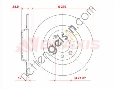 BRAXIS AE0934 FREN DISKI ARKA C4 II 09 > DS4 DS5 15 > 3008 11 > 17 308 10 > 16  PEUGEOT-CITROEN BİNEK FREN DİSKİ