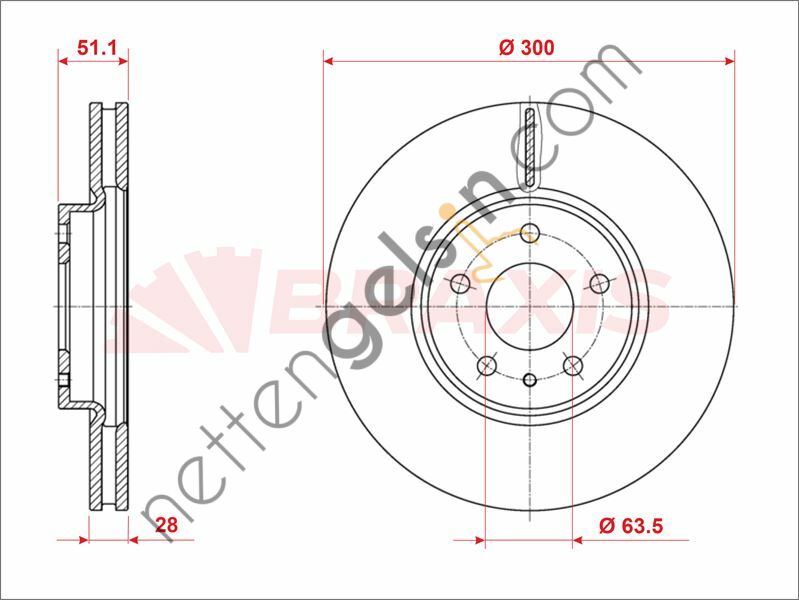 BRAXIS AE0935 ON DISK AYNA YENI KASA MONDEO 15>  FORD BİNEK FREN DİSKİ