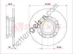 BRAXIS AE0937 ARKA FREN DISK AYNASI TRANSIT CUSTOM V362 2,2TDCI 13 /> UZUN SASE ABSLI O,CEKER CAP: (308 X 16)  FORD BİNEK FREN DİSKİ