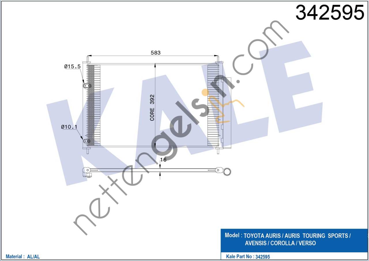 KALE 342595 KLIMA RADYATORU TOYOTA AURIS COROLLA 2007 2012 COROLLA 2013> (660×372×16)  TOYOTA BİNEK KLİMA RADYATÖRÜ