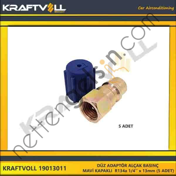 KRAFTVOLL 19013011 DÜZ ADAPTÖR ALÇAK BASINÇ MAVI KAPAKLI R134a 1/4'' x 13mm (5 ADET)  GENEL BİNEK KLIMA SISTEM ÜRÜNLERI