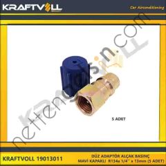 KRAFTVOLL 19013011 DÜZ ADAPTÖR ALÇAK BASINÇ MAVI KAPAKLI R134a 1/4'' x 13mm (5 ADET)  GENEL BİNEK KLIMA SISTEM ÜRÜNLERI