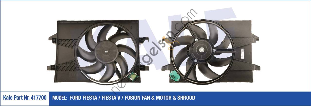 KALE 417700 FAN MOTORU KOMPLE (+AC) FIESTA V FUSION 1,25 / 1,4 16V / 1,4TDCI 02>08 MAZDA II MAZDA III 1,25 / 1,4 03 09 KLIMALI  FORD BİNEK FAN MOTORU