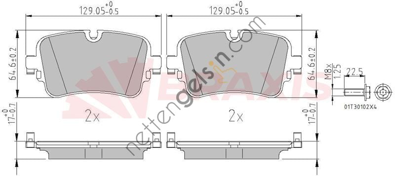 BRAXIS AA0663 FREN BALATASI ARKA Q7 2.0 TFSI 3.0 TFSI 3.0 TDI QUATTRO 15>  VW-AUDI-SEAT-SKODA BİNEK FREN BALATASI