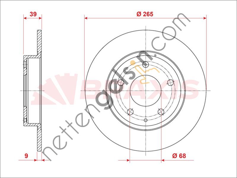 BRAXIS AE0950 ARKA FREN AYNASI DUZ MAZDA 3 13-> (265X5)  MAZDA BİNEK FREN DİSKİ