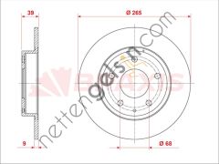 BRAXIS AE0950 ARKA FREN AYNASI DUZ MAZDA 3 13-> (265X5)  MAZDA BİNEK FREN DİSKİ