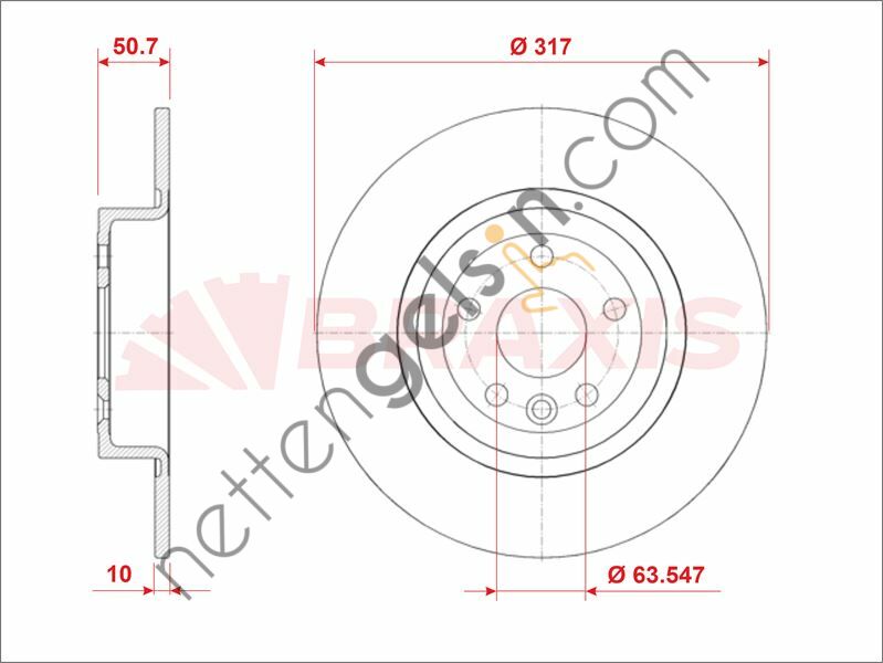 BRAXIS AE0962 FREN DISKI ARKA RANGE ROVER EVOQUE 11 >  LAND ROVER BİNEK FREN DİSKİ