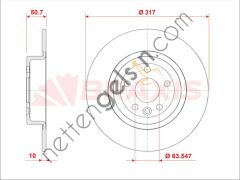 BRAXIS AE0962 FREN DISKI ARKA RANGE ROVER EVOQUE 11 >  LAND ROVER BİNEK FREN DİSKİ