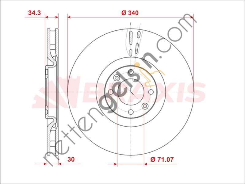 BRAXIS AE0969 FREN DISKI ON DS4 DS5 11 > 308 10 > 14  PEUGEOT-CITROEN BİNEK FREN DİSKİ