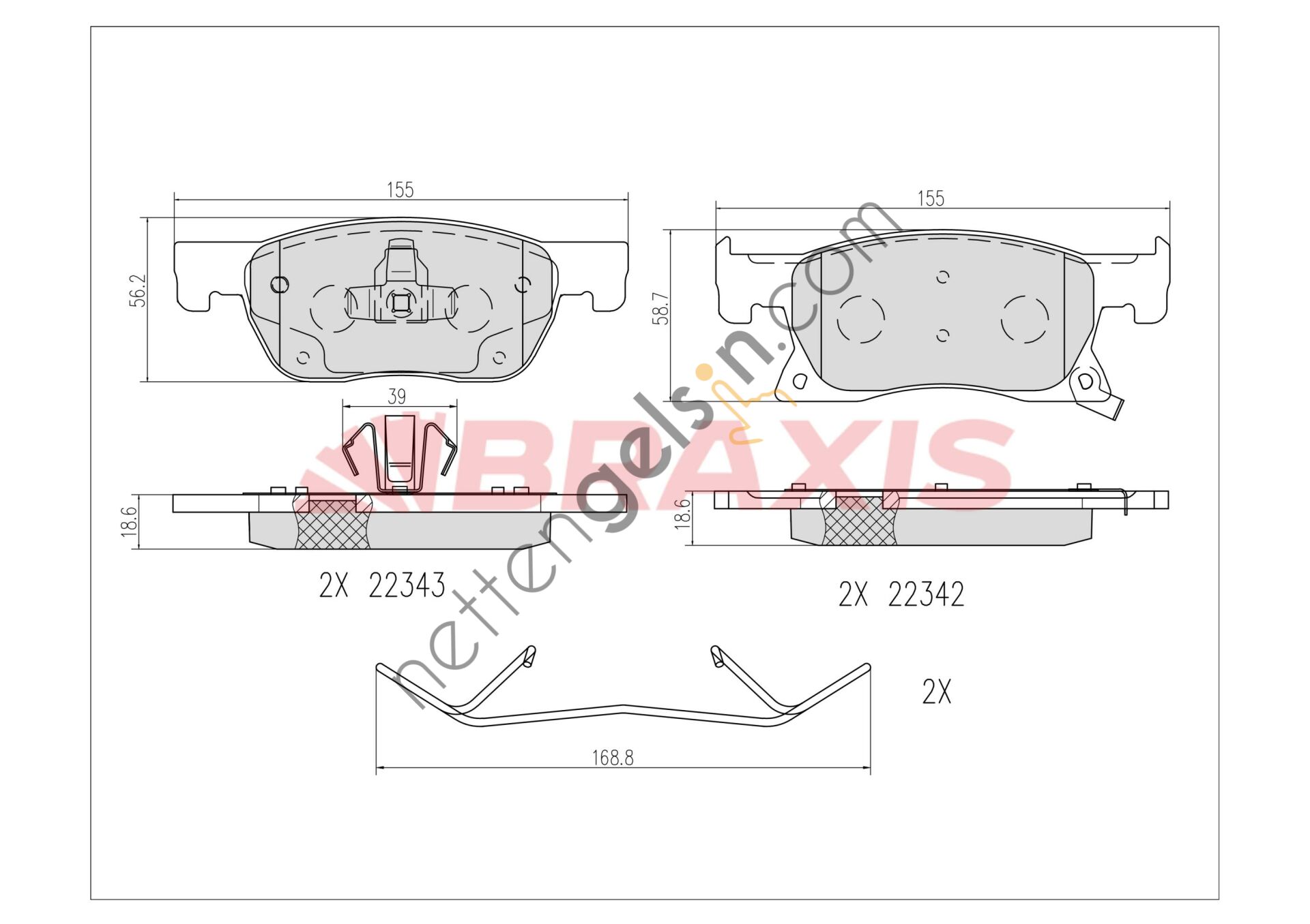 BRAXIS AA0673 ON FREN BALATASI ASTRA K (CAP 276)  OPEL BİNEK FREN BALATASI