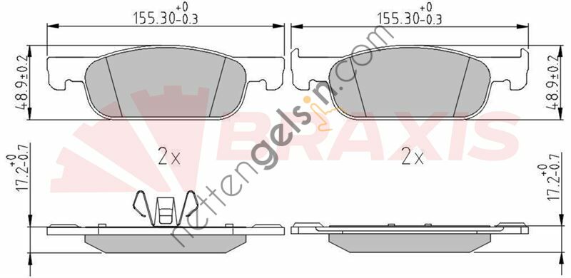 BRAXIS AA0675 FREN BALATASI ON CLIO IV LOGAN II SANDERO II BOMBELI UZUN TIP  DACIA BİNEK FREN BALATASI