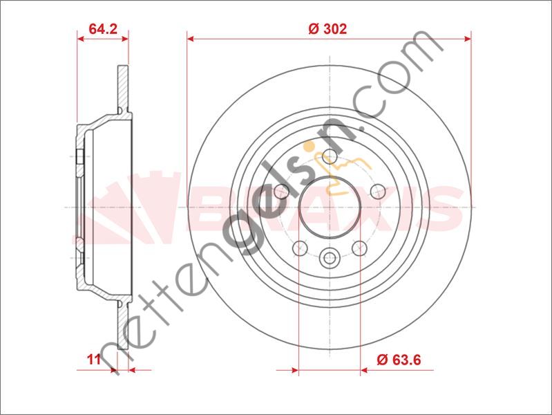 BRAXIS AE0986 FREN DISKI ARKA FREELANDER 2 06-14 2.0  LAND ROVER BİNEK FREN DİSKİ