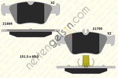 KALE B 21664 198 05 KD11 FREN BALATASI ON W202 95>00 S202 97>01 C208 97>00 W210 95>00 S210 99>03 C140 92>99 R170 00>04  MERCEDES BİNEK FREN BALATASI