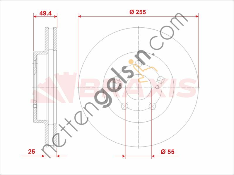 BRAXIS AE0993 FREN DISKI ON PRIUS 1.8 HIBRIT 15 >  TOYOTA BİNEK FREN DİSKİ