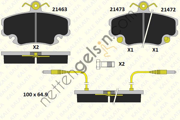 KALE B 21463 182 34 ON FREN BALATASI R9 R11 R19 R21 CLIO I II MEGANE I EXPRES SYMBOL I II TWINGO LOGAN SANDERO SOLENZA  DACIA BİNEK FREN BALATASI