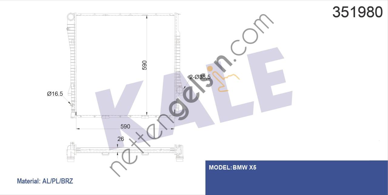KALE 351980 MOTOR SU RADYATORU OTM/SANZ BMW M54 M57 M62 E53 03>06  BMW BİNEK MOTOR SU RADYATORU
