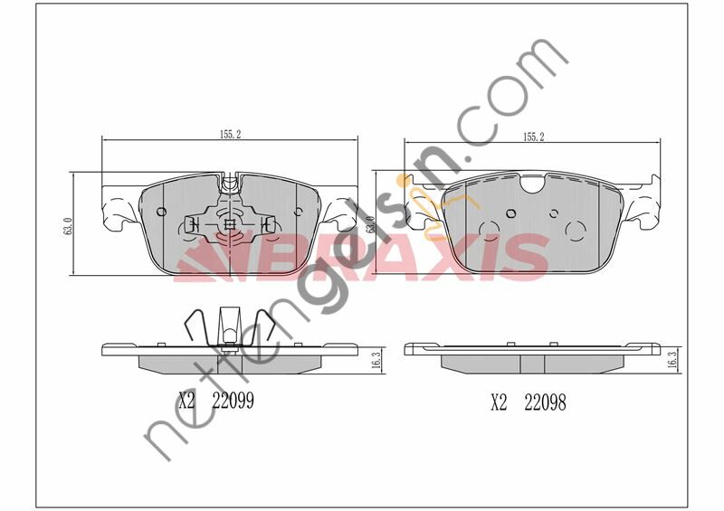 BRAXIS AA0702 ON FREN BALATASI VOLVO XC60 II 15 > S90 II 15 > V90 II 17 > S60 III 20> V60 II 20> 17 JANT  VOLVO BİNEK FREN BALATASI