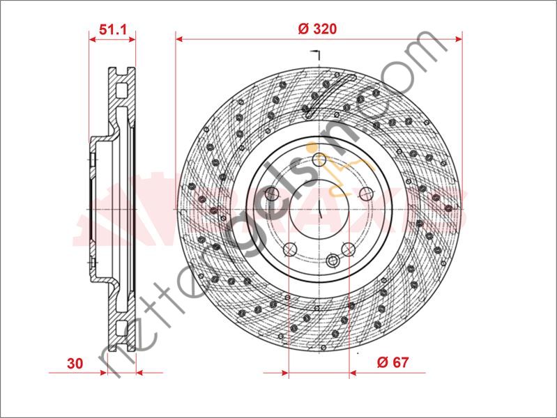 BRAXIS AE1006 FREN DISKI ON X156 13> W176 12>18 W246 12>18 C117 13>19  MERCEDES BİNEK FREN DİSKİ