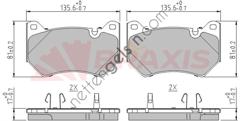 BRAXIS AA0709 FREN BALATASI ON Q5 16 >  VW-AUDI-SEAT-SKODA BİNEK FREN BALATASI