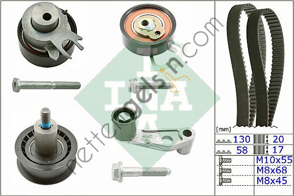 INA 530008910 EKSANTRIK RULMAN KITI (TRIGER SETI) FABIA OCTAVIA CADDY 1,4 / 1,6 16V AFK BCB AQQ AUB APG AUA BBY BBZ BKY AHW  VW-AUDI-SEAT-SKODA BİNEK TRİGER SETİ