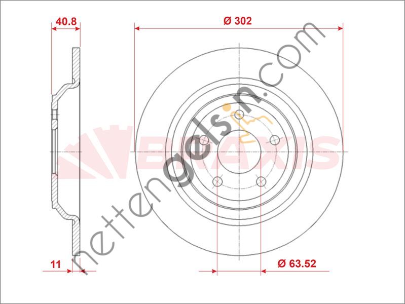 BRAXIS AE1012 FREN DISKI ARKA FOCUS III 2.3 RS AWD 14 >  FORD BİNEK FREN DİSKİ