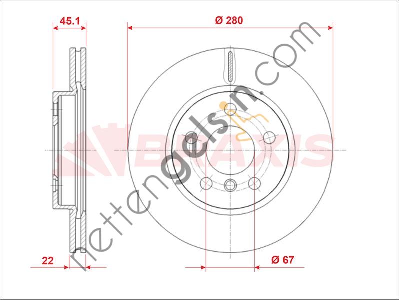 BRAXIS AE1015 FREN DISKI ON BMW F45 MINI F54 F55 F56 F57  BMW BİNEK FREN DİSKİ