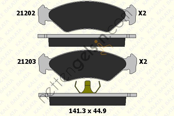 KALE B 21202 178 05 ON FREN BALATASI FIESTA 89> 02 FORD KA 96>08 MAZDA 121 III 96>03  FORD BİNEK FREN BALATASI