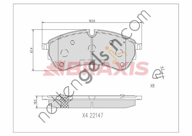 BRAXIS AA0719 FREN BALATASI ON CRAFTER 2,0 16> DASA-B-C DAUA-B-C DAVA DAWA MAN TGE 2,0TDI 16>  VW-AUDI-SEAT-SKODA BİNEK FREN BALATASI
