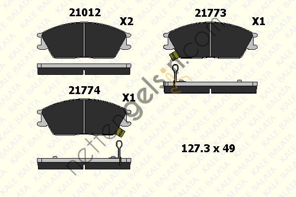 KALE B 21012 150 05 ON FREN BALATASI HYUNDAI ACCENT 1995-2005 GETZ 2002-> EXCEL 1990-1994  HYUNDAI BİNEK FREN BALATASI