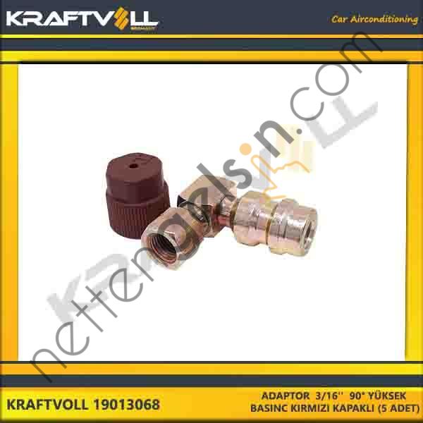 KRAFTVOLL 19013068 ADAPTOR 3/16'' 90° YÜKSEK BASINC KIRMIZI KAPAKLI (5 ADET)  GENEL BİNEK KLIMA SISTEM ÜRÜNLERI