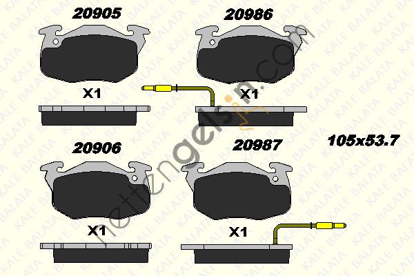 KALE B 20905 180 05 ON FREN BALATASI R9 YM R19 CLIO III EXPRESS SAXO 1,0I,1,1I,1,4I (FISLI) SAXO P106 P306 P405 (HAVA SOGUTMASIZ ONDISK ICIN)  RENAULT BİNEK FREN BALATASI