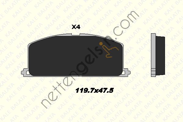 KALE B 20870 150 04 ON FREN BALATASI TOYOTA COROLLA 1.3 1.6 KARBURATORLU 1988-1997 CORONA 1988-1991 (AT171 191)  TOYOTA BİNEK FREN BALATASI
