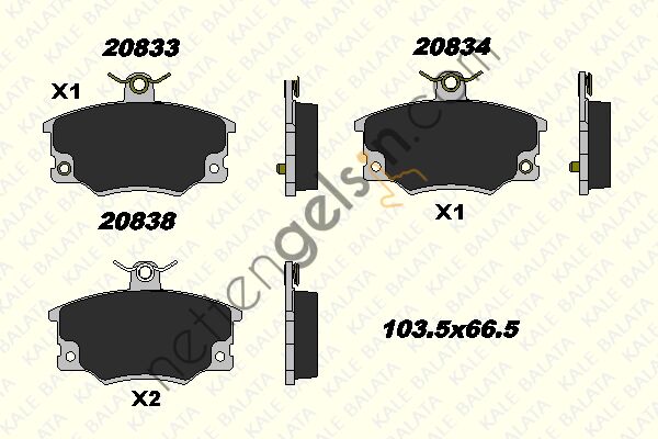 KALE B 20833 171 25 ON FREN BALATASI TEMPRA TIPO UNO PUNTO 1,4 / 1,6 / 1,8 / 2,0  FIAT BİNEK FREN BALATASI