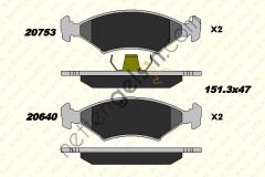 KALE B 20753 180 05 ON FREN BALATASI ESCORT 1,1 / 1,3 / 1,6 80>99 FIESTA 1,1 / 1,3 / 1,4 / 1,6 84>95 ORION 1,3 / 1,6 83>90 SIERRA 1,6 / 1,8 / 2,0 87>93 MAZDA 121 96>03  FORD BİNEK FREN BALATASI