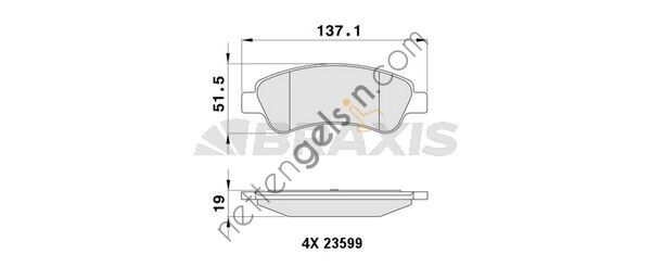 BRAXIS AB0003 ON FREN BALATASI BERLINGO II PARTNER II P1007 C2 C3 II C4 XSARA PICASSO P207 C3 III DS3 C3 PICASSO P301 CELYSEE P208 P2008 C4 CACTUS / (ARKA FREN BALATASI DUCATO III BOXER III JUMPER III 2.2HDI 100 MULTIJET 2.3JTD 120 MULTIJET 3.0JTD 160