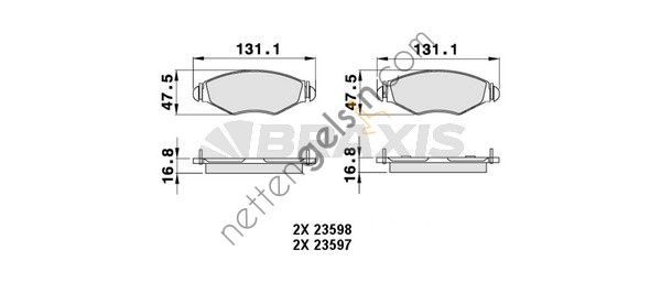 BRAXIS AB0005 ON FREN BALATASI P206 1.4HDI 1.1 / 1.4 / 1.6 / 1.9 98> P206+ (T3E)1.4 / 1.6 06>KANGOO 1.9D (CELIK SEGMANL  PEUGEOT-CITROEN BİNEK FREN BALATASI