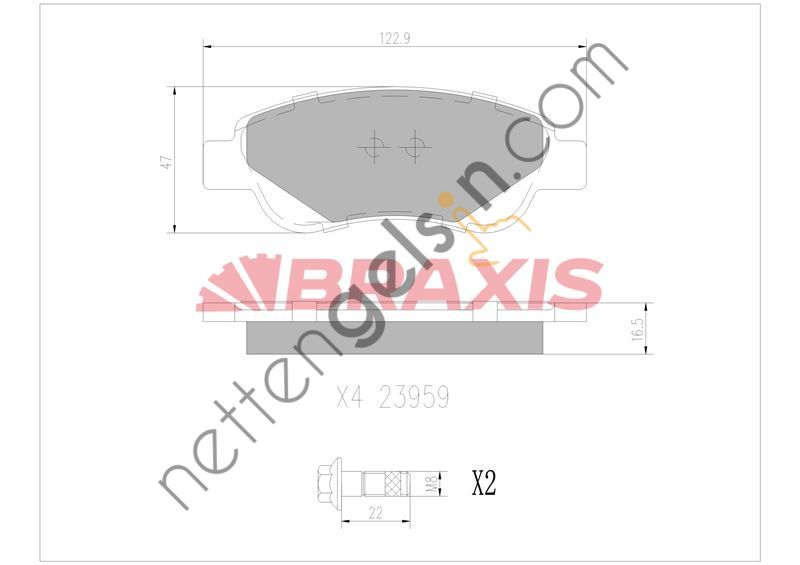 BRAXIS AB0010 ON FREN BALATASI C1 1.0.1.4 HDI (06 / 05 ) P.107 1.0.1.4HDI (06 / 05 ) TOYOTA AYGO 1.0 1.4HDI  TOYOTA BİNEK FREN BALATASI