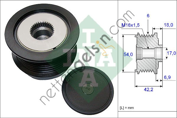INA 535018810 ALTERNATOR KASNAGI COMBO D A13FD DOBLO III EGEA 500L 1.3 MJET  OPEL BİNEK ALTERNATÖR KASNAĞI