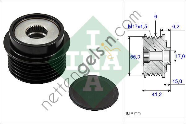 INA 535023110 ALTERNATOR GERGI RULMANI 6 KANAL COROLLA-AURIS 1.6 BENZINLI 2007-2012   TOYOTA BİNEK ALTERNATÖR GERGİ RULMANI
