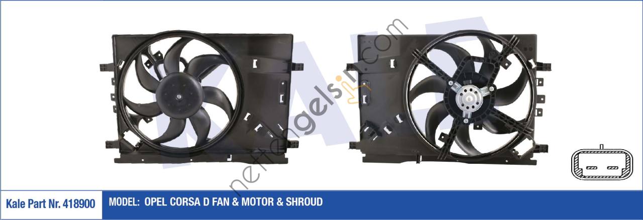 KALE 418900 RADYATOR FAN MOTORU+DAVLUMBAZ CORSA D 130W 390MM  OPEL BİNEK FAN MOTORU