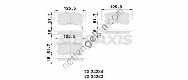 BRAXIS AB0017 ON FREN BALATASI MATERIA 2006> SIRION 2005> MAZDA 2 2008> FIESTA VI 2008>  FORD BİNEK FREN BALATASI