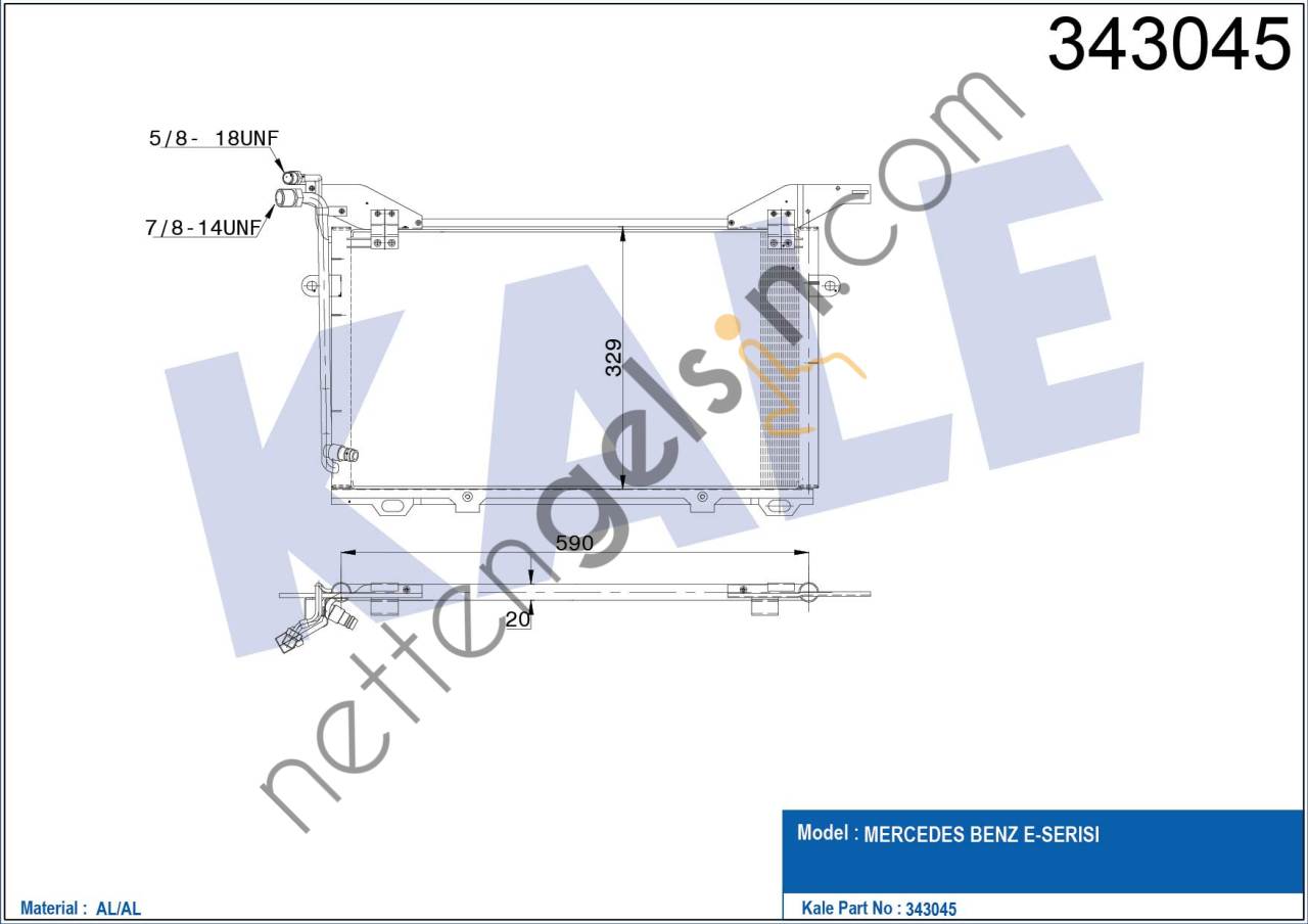 KALE 343045 KLIMA RADYATORU E-CLASS W210 96>02 S210 96>03  MERCEDES BİNEK KLİMA RADYATÖRÜ