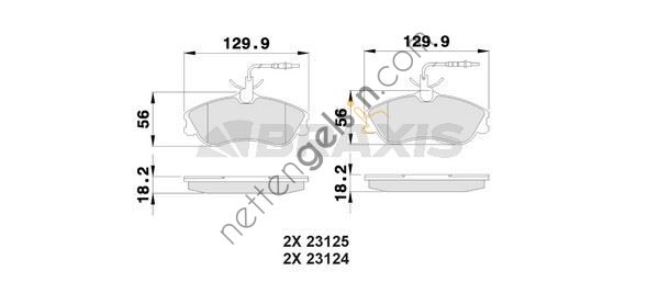 BRAXIS AB0020 ON FREN BALATASI PARTNER P306 CABRIOLET / SEDAN 1.8I 16V 2.0I BERLINGO XSARA 1.8I.1.9D (< 03) FISL  PEUGEOT-CITROEN BİNEK FREN BALATASI