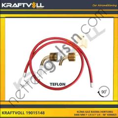 KRAFTVOLL 19015148 KLIMA GAZ BASMA HORTUMU 3000 MM F 1/4 X F 1/4 90° KIRMIZI STANDART  GENEL BİNEK KLİMA HORTUMU