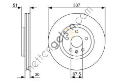 BOSCH 0986479545 ON FREN AYNASI OPEL INSIGNIA 08> (18 JANT) (337x30x5DLxHAVALI)  OPEL BİNEK FREN DİSKİ