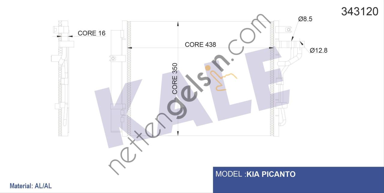 KALE 343120 KLIMA RADYATORU KOMPLE KIA PICANTO 2011> (475×348×16)  KIA BİNEK KLİMA RADYATÖRÜ