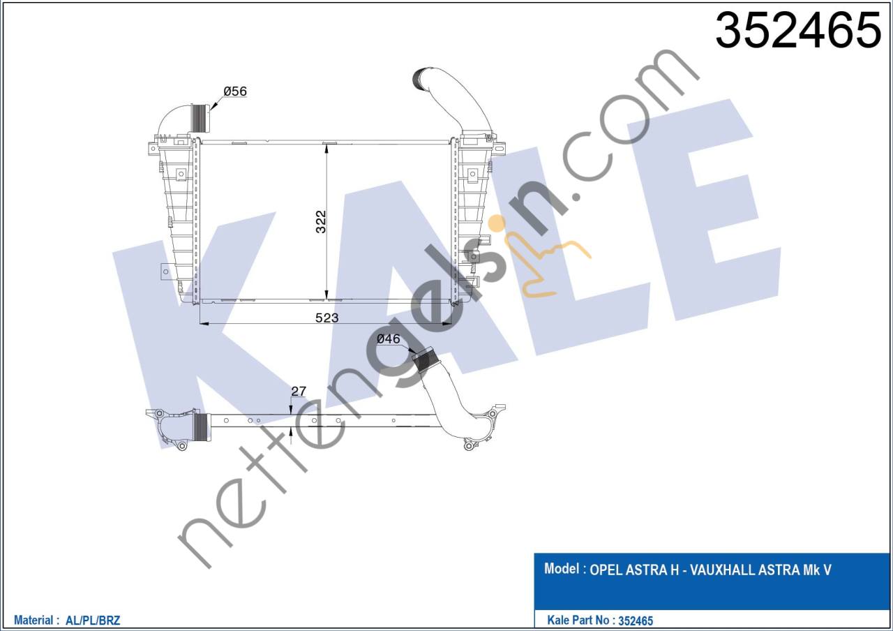 KALE 352465 TURBO RADYATORU ASTRA H Z13DT Z19DT  OPEL BİNEK TURBO RADYATÖRÜ