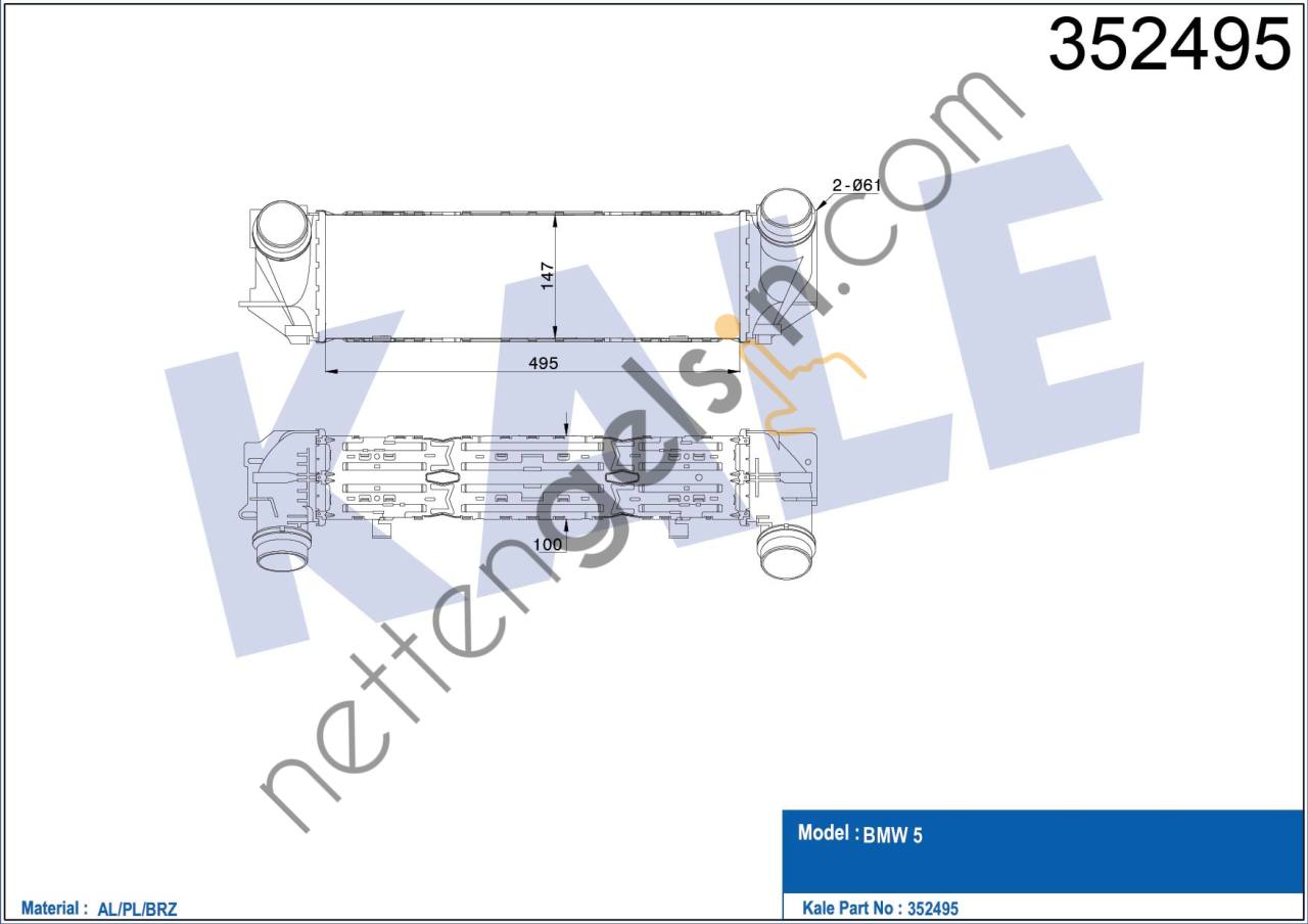KALE 352495 TURBO RADYATORU BMW N53 N20 F10 F11  BMW BİNEK TURBO RADYATÖRÜ